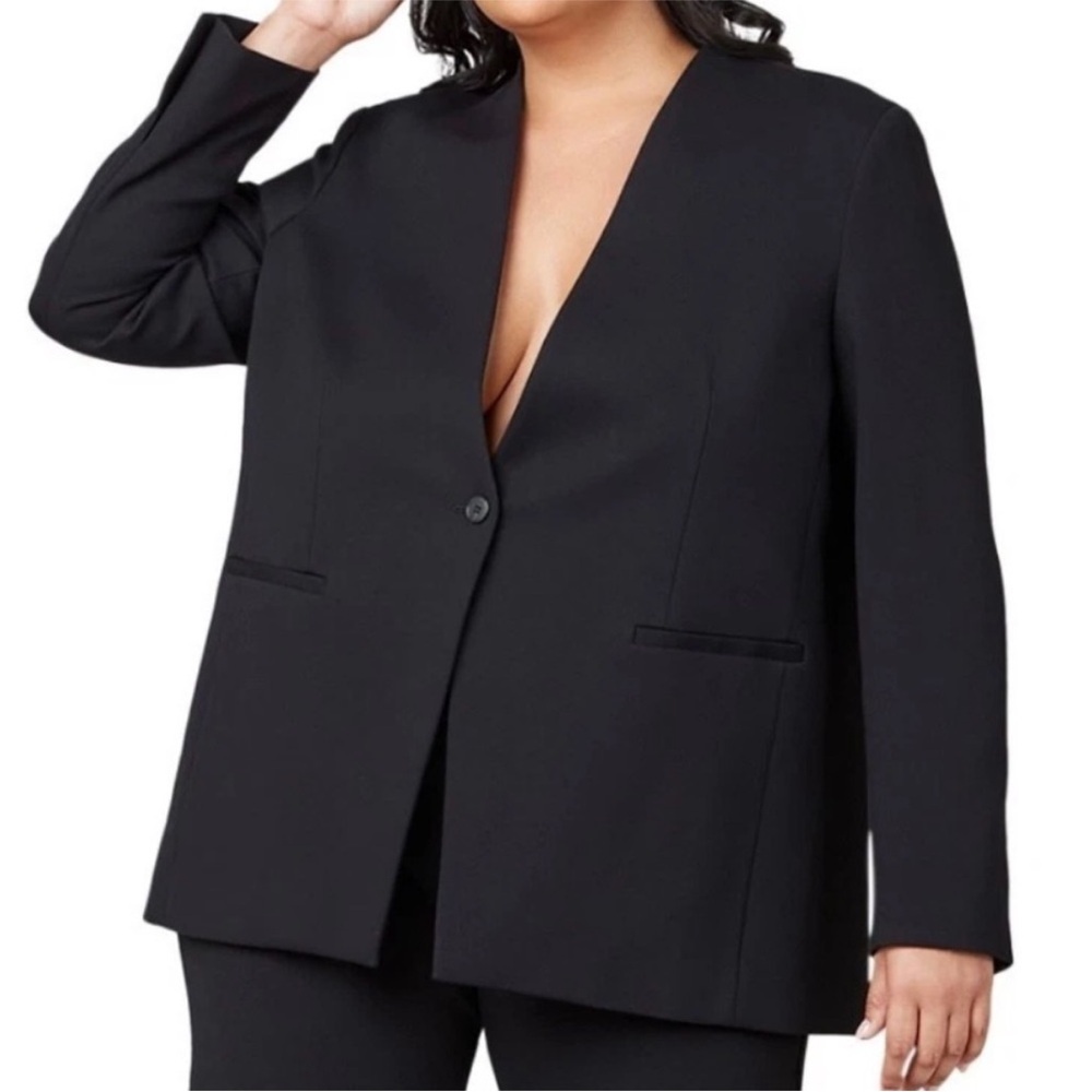 Like New SPANX The Perfect Collarless Oversize Ponte Knit Blazer Black Size 2X - Picture 2 of 10
